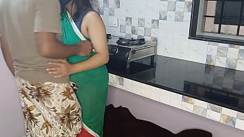 Indian housewife gets ripped up on kitchen stand in the AM while family munches breakfast