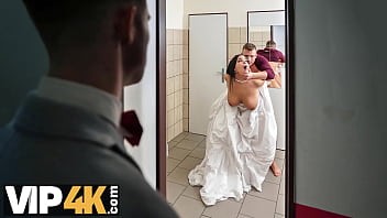 A ultra-kinky bride gets locked in a Restroom stall for some ultra-kinky joy