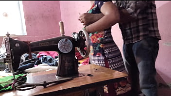 Indian aunty gets ripped up by her uncle while doing household chores