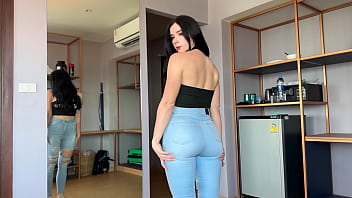 Point of view vid of step-sister's demand for help in choosing denim leads to heavy fuck-fest