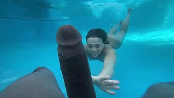 First-timer teenage camgirl gets crushed by Massive black wood underwater