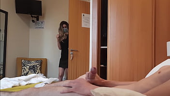 Exhibitionist act: I reveal myself to a motel maid and she graciously joys me